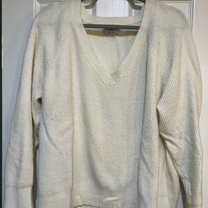 Women's Cream V-Neck Sweater